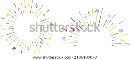 set illustration of geometric pattern effect line and musical notes