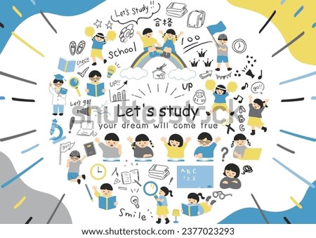 Illustration Set of Studying Children