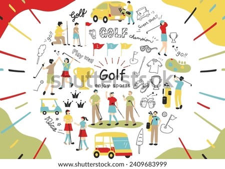 Illustrations of people enjoying golf