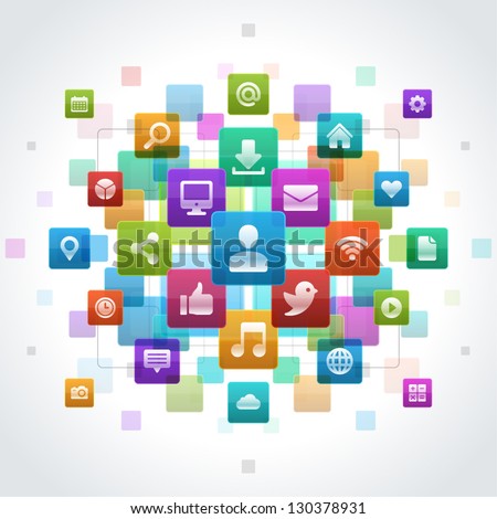 Social media icons vector background