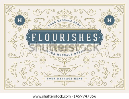 Vintage ornaments swirls and scrolls decorations design elements vector set, flourish ornate calligraphic combinations for retro design, greeting cards, certificates borders, frames and invitations.