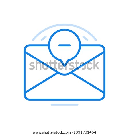 
Unread letter by email vector line icon. Unverified newsletter closed envelope with minus. Symbol closed document in mailbox new online message. Address spam from unwanted companies.
