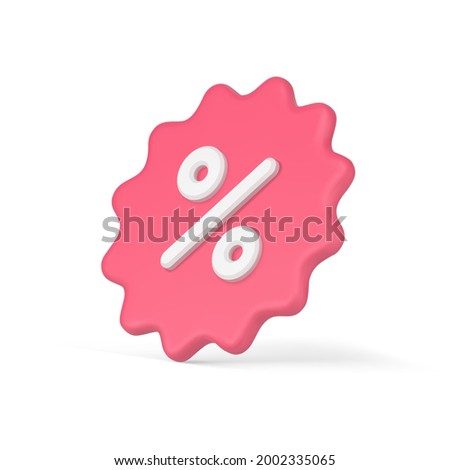 3d realistic sticker with percent. Starburst price tag clearance sale with pink discounts. Profitable advertising for promotion sales. Marketing special bonuses. Vector icon isolated template