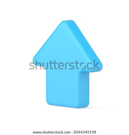 Web arrow indicator 3d icon. Volumetric blue cursor for website. Business indicator profit growth and benchmark for action in training. Graphic symbol of presentation. Realistic isolated vector