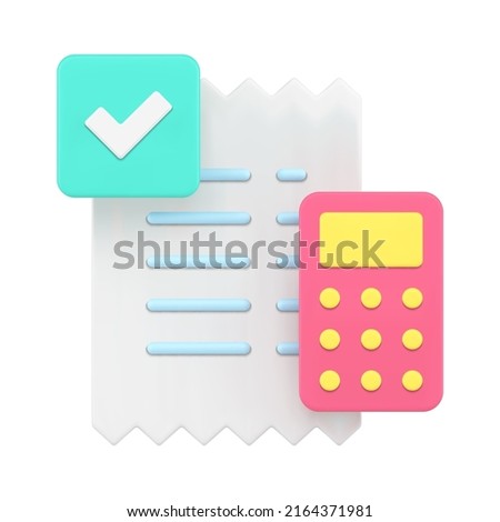 White ragged paycheck business legal form tax calculation front view realistic 3d icon vector illustration. Payment paper document checking data counting budget balance expenses and earnings isolated