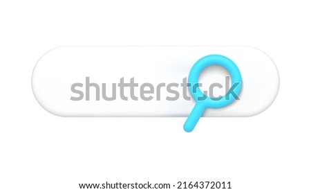Minimalist searching bar internet website navigational string blue magnifier front view realistic 3d icon vector illustration. Browsing cyberspace text field browsing web information digital service