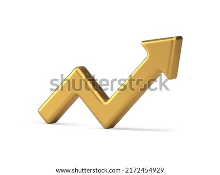 Golden angle arrow up point positive dynamic trend profit growth realistic 3d icon vector illustration. Premium business profit statistic success growth top data economic progress marketing analyzing