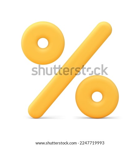 Percentage yellow 3d icon sale discount shopping clearance price off element realistic vector illustration. Percent symbol mathematical banking account financial marketing badge commercial business