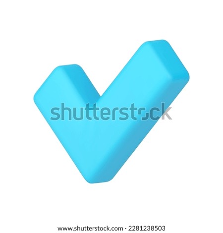 Checkbox blue check mark done correct choice validation success vote 3d icon realistic vector illustration. Checkmark acceptance approval answer agreement confirmation solution choose badge