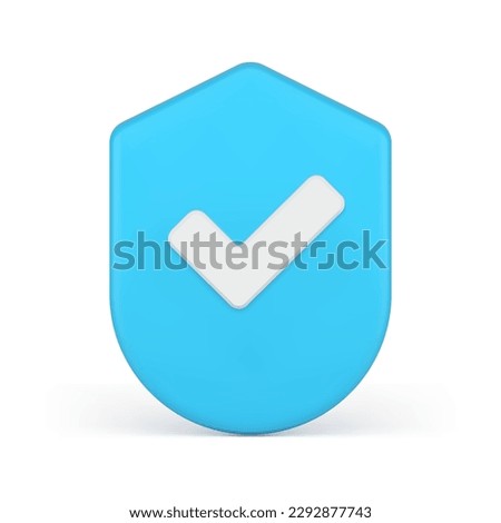 Guard protection cyberspace data information checkmark shield 3d icon realistic vector illustration. Internet antivirus safety defense element done checkbox online software approve certificate badge