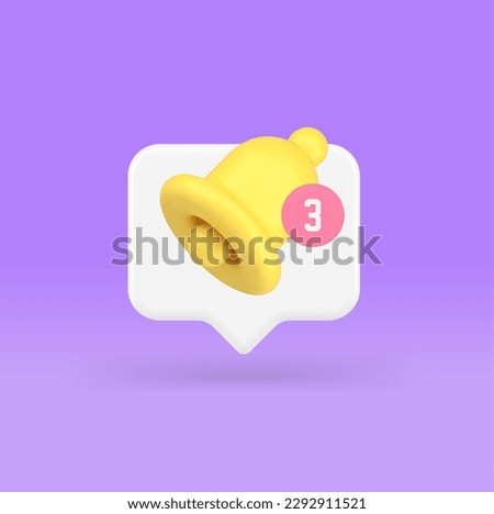 Incoming reminder alert sound notification application ring bell message attention inbox 3d icon realistic vector illustration. New chat newsletter calendar cyberspace information call mailbox notify