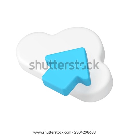 Upload data backup information cloud computing storage global internet transfer 3d icon realistic vector illustration. Virtual database connection network synchronization digital technology server