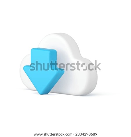 Digital data download cloud computing storage connect cyber service 3d icon realistic vector illustration. Internet database global synchronization information transfer sharing organization platform