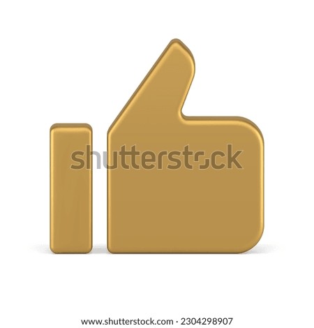 Cool like thumb up positive confirmation good decision satisfaction golden 3d icon realistic vector illustration. Best choice recommendation feedback premium badge human hand with finger gesture