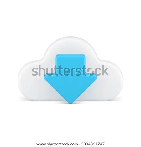 Data download cloud computing server virtual connection information storage 3d icon realistic vector illustration. Digital info transfer organize web communication technology database online platform