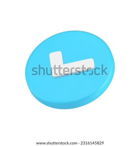 Checkmark blue circle button approved acceptance checkbox confirmation 3d icon realistic vector illustration. Check mark correct choice cyberspace notification right done complete round badge