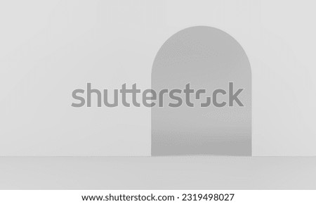3d showroom archway entrance exit curved gate interior design for product promo presentation realistic vector illustration. Arch hole white studio background indoor architecture room studio background