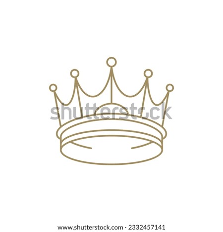 Minimalist premium monarchy crown jewelry king queen accessory fashion decorative design line art icon vector illustration. Monochrome heraldic medieval tiara elegant royal metallic treasure