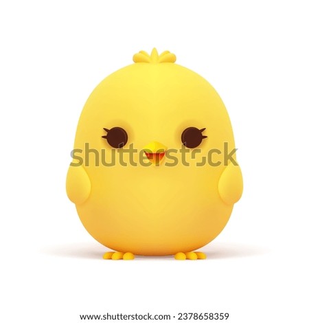 Adorable yellow girl chick cute baby chicken isolated on white 3d icon realistic vector illustration