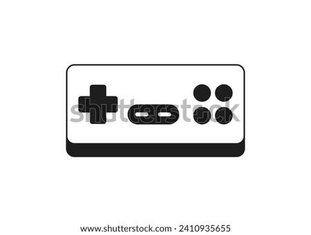 Y2k retro gamepad joystick virtual game controller monochrome line groovy icon vector illustration. Vintage console technology video cyber gaming with buttons minimal trendy sticker t shirt print