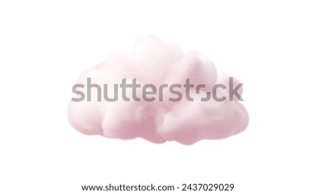 Fluffy pink cloud soft elegant feminine cloudscape air meteorology 3d icon realistic vector illustration. Cute floating cloudy cumulus overcast softness smoke freedom and pure weather climate