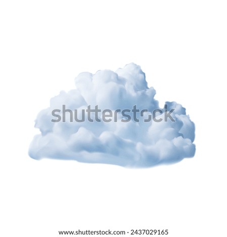 Fluffy cloud overcast cloudscape air cumulus meteorology weather 3d icon realistic vector illustration. Cloudy atmosphere natural soft bubble climate rainy season smoke dreamy abstract heaven above