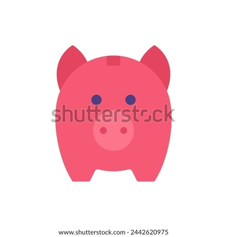 Pink simple piggy bank front view for cash money savings safety storage vector flat illustration. Container for financial budget carrying economy richness isolated. Symbol of banking, debit, credit