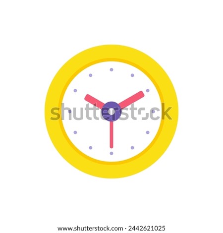 Circled yellow wall clock with arrows for time management checking vector flat illustration. Rounded watch for timing control, appointment reminder, meeting deadline alert isolated. Day organization