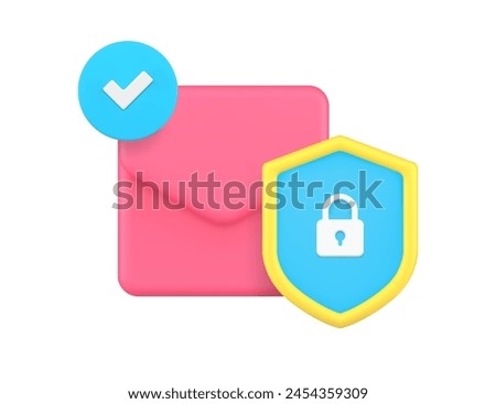 Email mail new letter inbox chat communication protection data security 3d icon realistic vector illustration. Newsletter mailbox information safety closed envelope business correspondence secure