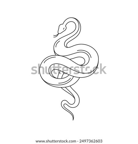 Y2k snake poisonous reptile emo neo gothic outline black icon vector illustration. Minimalist viper cobra wild dangerous animal fear horror tattoo sketch monochrome contoured emblem