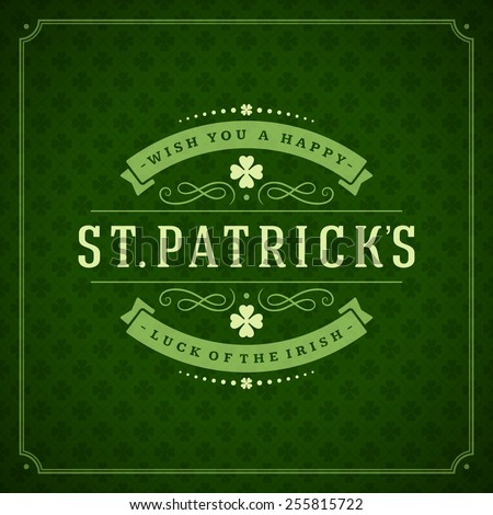 Typographic Saint Patrick's Day Retro Background. Vintage Vector design greetings card or poster.  Stok fotoğraf © 