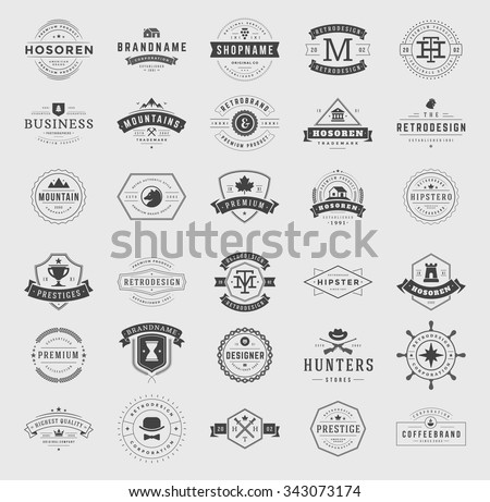 Retro Vintage Logotypes or insignias set. Vector design elements, business signs, logos, identity, labels, badges, apparel, shirts, ribbons, stickers and other branding objects.