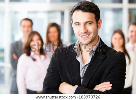 Successful man being leader of a business group