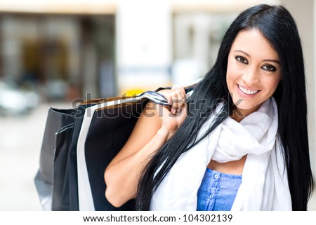 Gorgeous female shopper at the shopping center