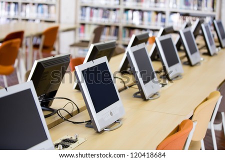 Computers room at the university or college library