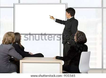 Corporate trainning in an office screen