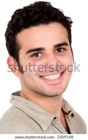 Casual Latino Man Portrait - Smiling Over A White Background Stock ...