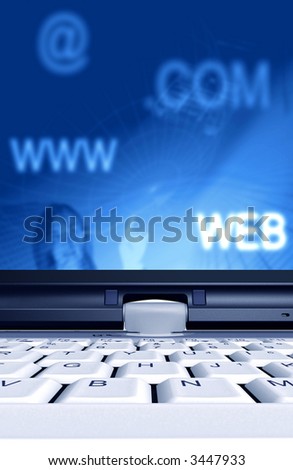 internet or web laptop in blue tones - easy to replace what is on the screen