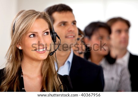 Customer support operator team at an office