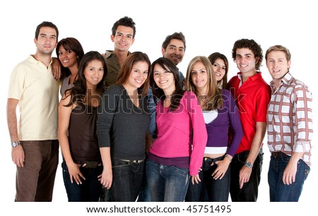 Diverse Group Of People Looking Happy Isolated On White Stock Photo ...