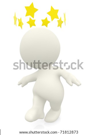 3d Dizzy Guy With Stars Around The Head - Isolated Over White Stock ...