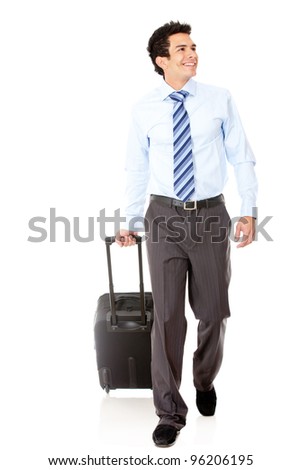 Man Going On A Business Trip Carrying Bag - Isolated Over A White ...