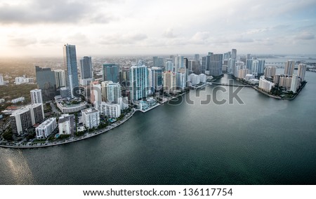 Air shot buildings at the coast of Miami
