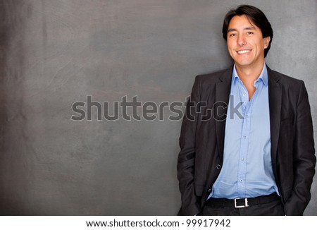 Casual business man smiling and looking confident