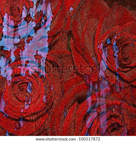 Abstract grunge rusted textured background with roses for the cover design or photo album pages