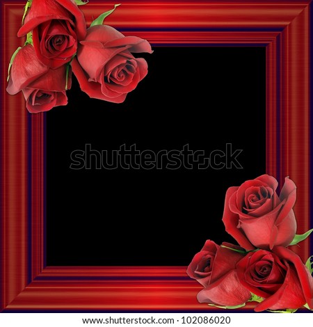 Bouquet red roses on a red framework for photos.