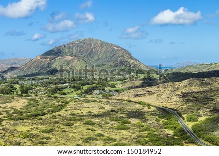 View from the back of Koko Head Crater with Diamond Head in the distance