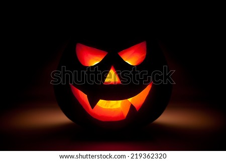 Halloween pumpkin glows in the dark
