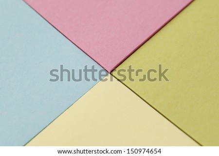 Colorful post it note isolated on white background (selective center focus)