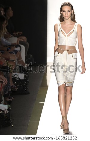 NEW YORK - SEPTEMBER 7: Manuela Frey walks the runway at the Herve Leger By Max Azria Ready to Wear fashion show during Mercedes-Benz Fashion Week Spring Summer 2014 on SEPTEMBER 7, 2013 in New York